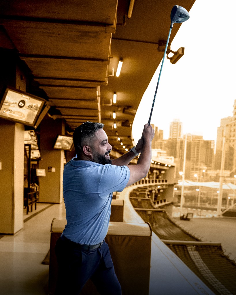 Mohsin Siddiqui on the golf range in Dubai